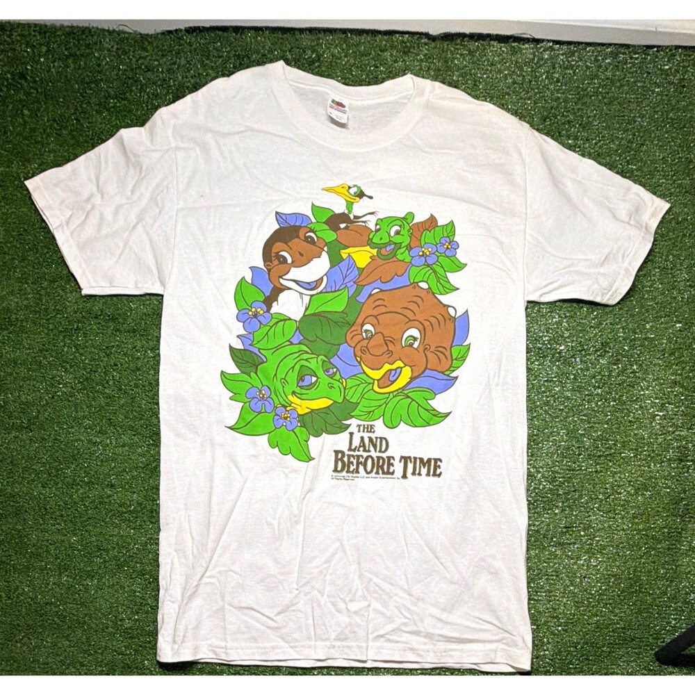 Fruit of the Loom HD Cotton White Land Before Time Graphic Crew T-Shirt S